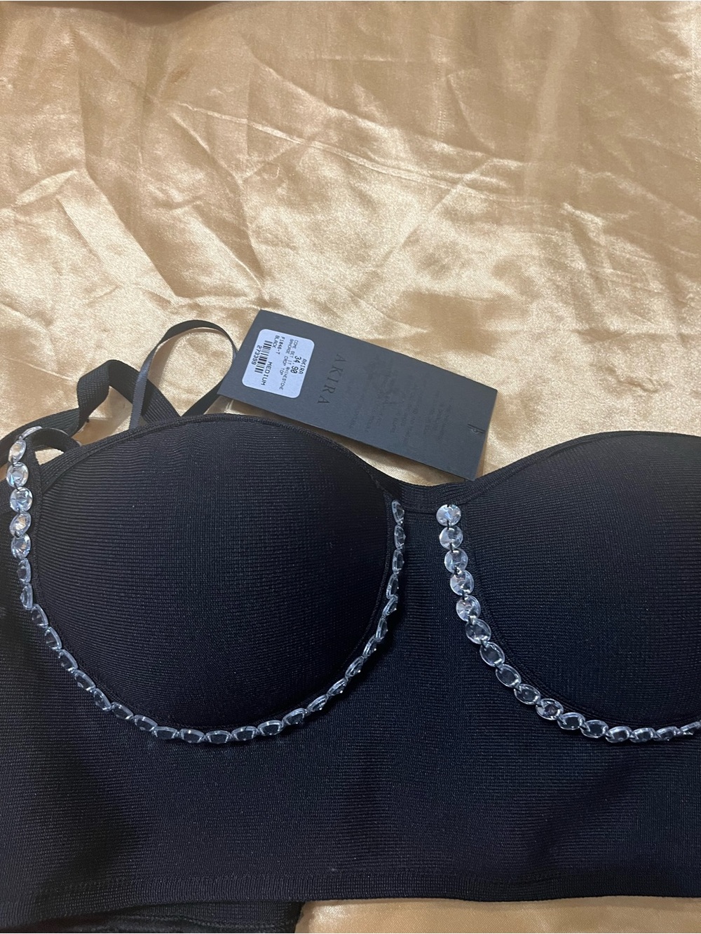 AKIRA Black Crystal-Embellished Crop Top - Picture 6 of 6